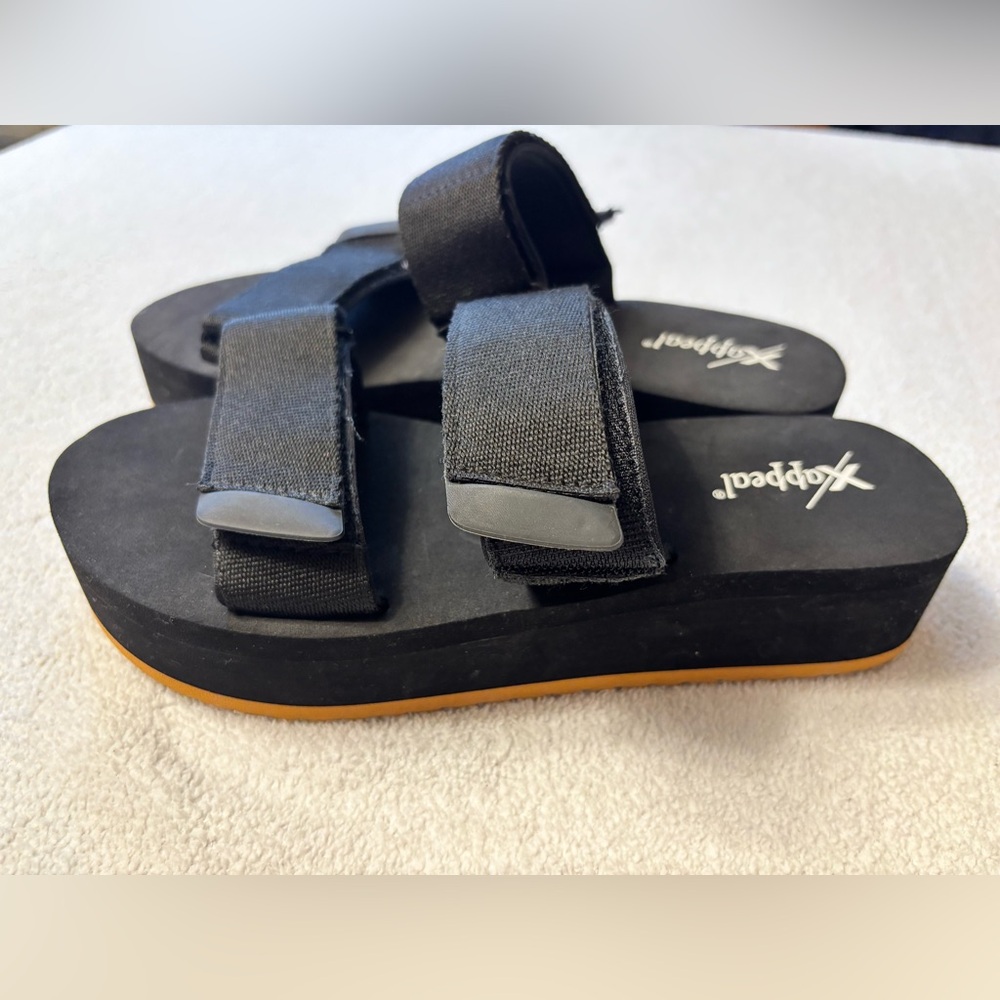 Xappeal Black Slide Sandals with Velcro Straps
